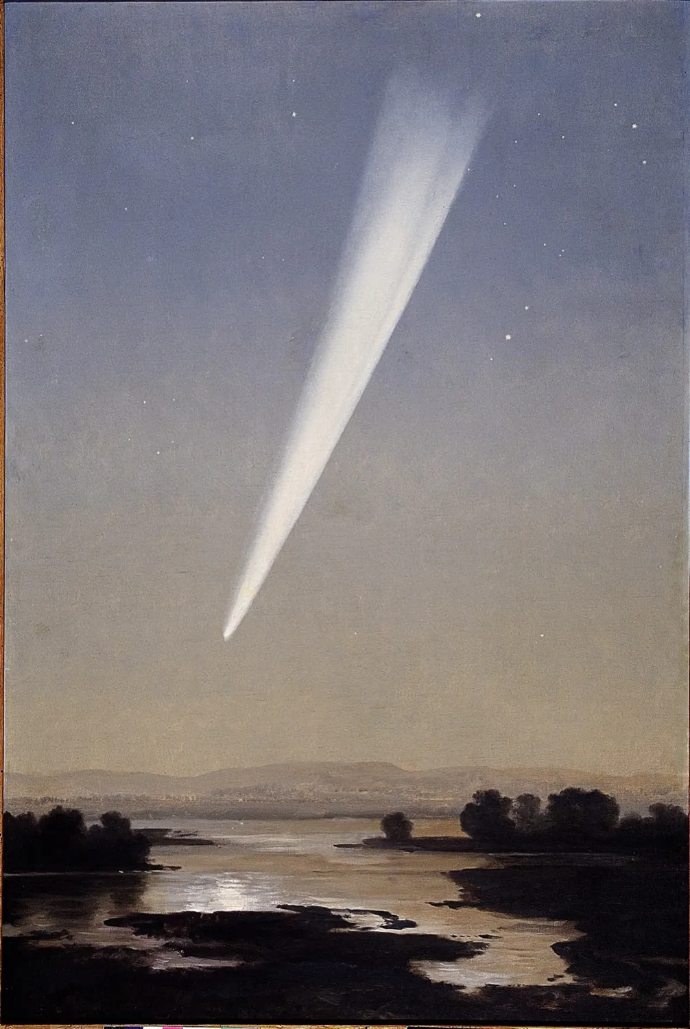 El gran cometa de 1882 sobre un paisaje oscuro, óleo de José María Velasco · José María Velasco · Public domain